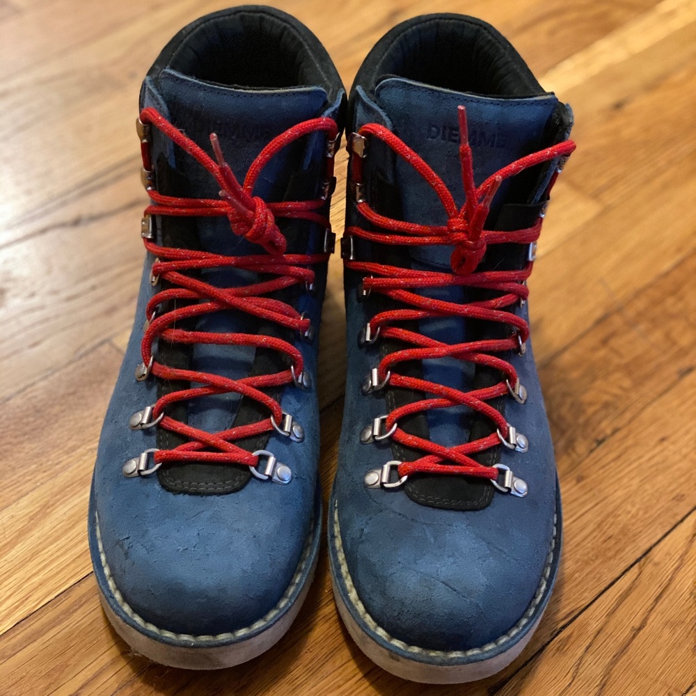 Blue Diemme Hiking Boots with Red Laces